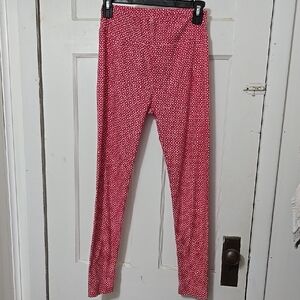 Lularoe Pink Mystery Patterned Leggings Pink/Red? One SIZE Good Used Condition